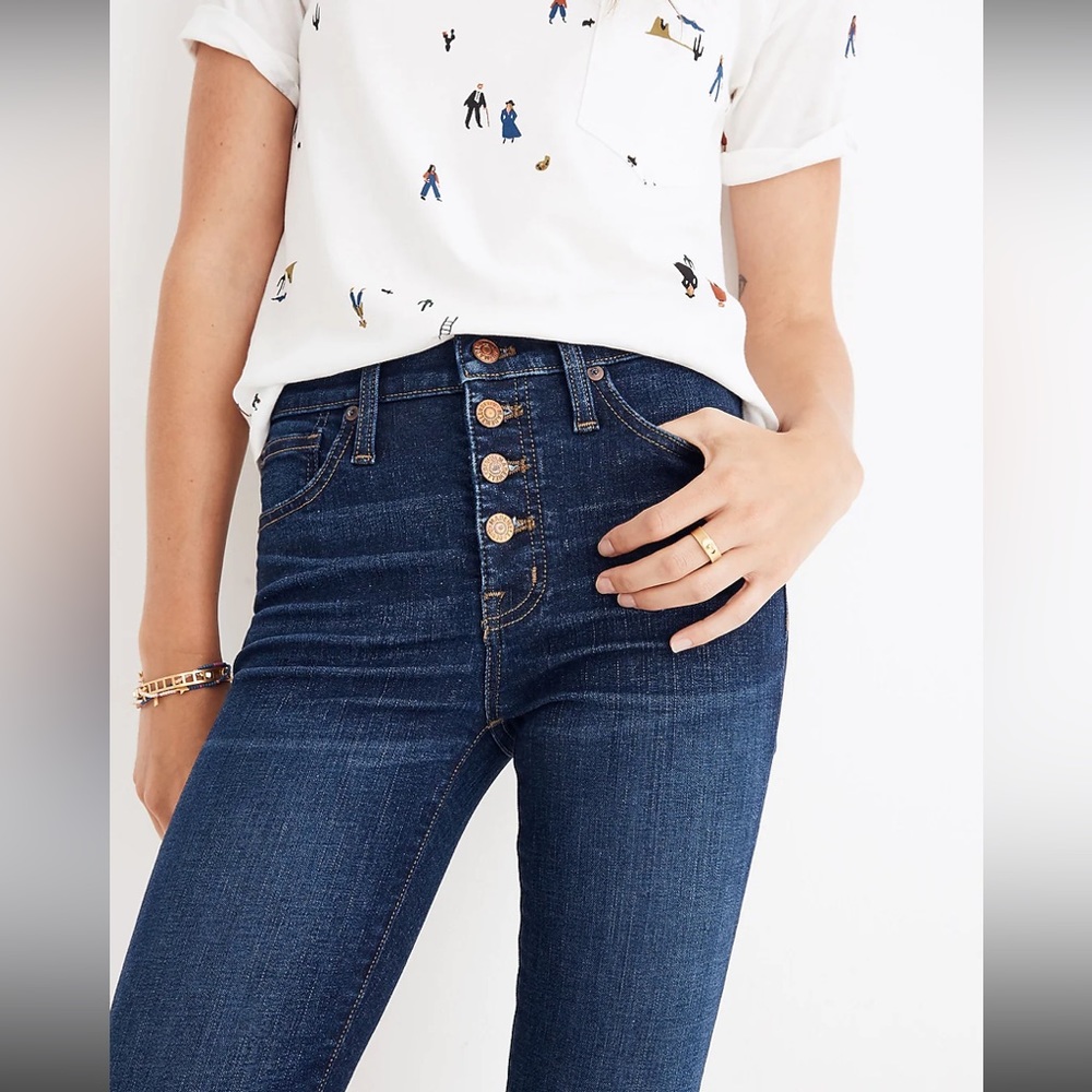Madewell EUC 9" Mid-Rise Skinny Jeans in Hayes Wash: Button-Front Edition 30P - Picture 15 of 15